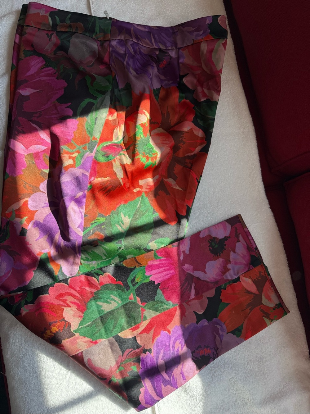 Marina Rinaldi Floral Pencil satin pants in Multicolor- XL